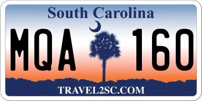 SC license plate MQA160