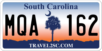 SC license plate MQA162