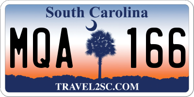 SC license plate MQA166