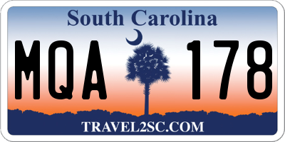 SC license plate MQA178