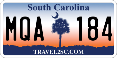 SC license plate MQA184