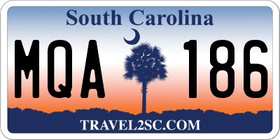 SC license plate MQA186