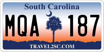 SC license plate MQA187