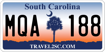 SC license plate MQA188