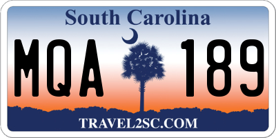 SC license plate MQA189
