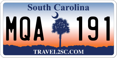 SC license plate MQA191