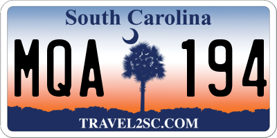SC license plate MQA194