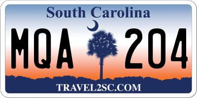 SC license plate MQA204