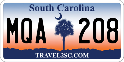 SC license plate MQA208