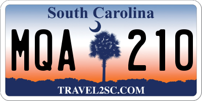 SC license plate MQA210