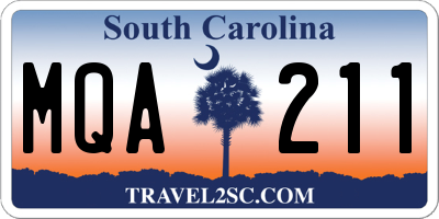 SC license plate MQA211