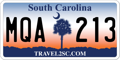 SC license plate MQA213