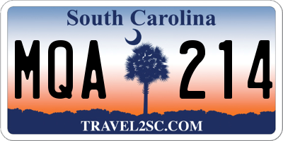 SC license plate MQA214