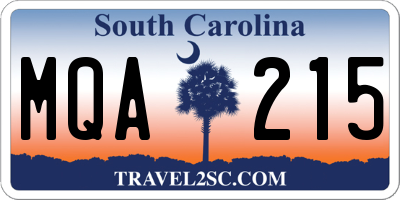SC license plate MQA215