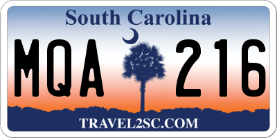 SC license plate MQA216