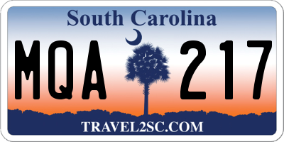 SC license plate MQA217