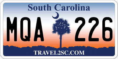 SC license plate MQA226