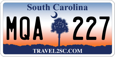 SC license plate MQA227