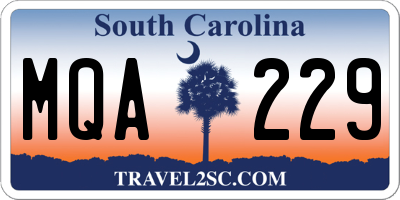 SC license plate MQA229