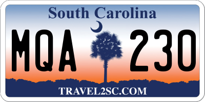 SC license plate MQA230