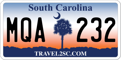 SC license plate MQA232