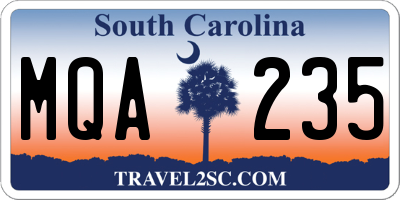 SC license plate MQA235