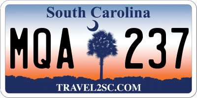 SC license plate MQA237