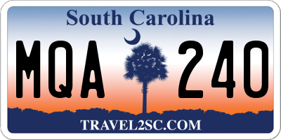 SC license plate MQA240