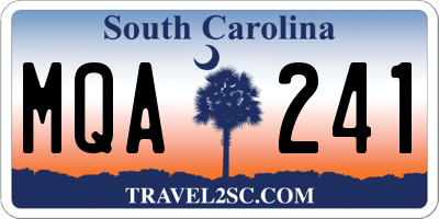 SC license plate MQA241