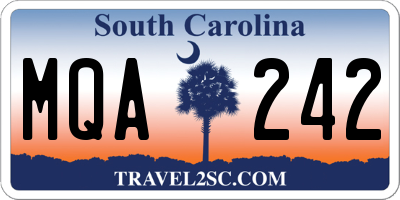 SC license plate MQA242