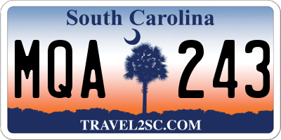 SC license plate MQA243