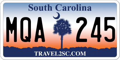 SC license plate MQA245
