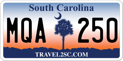 SC license plate MQA250