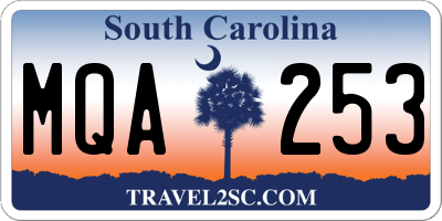 SC license plate MQA253