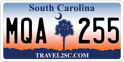 SC license plate MQA255