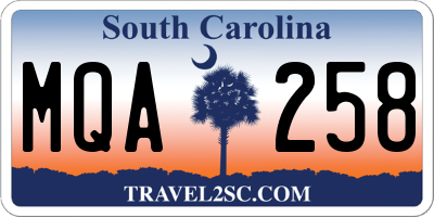 SC license plate MQA258