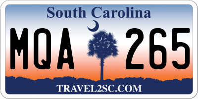 SC license plate MQA265