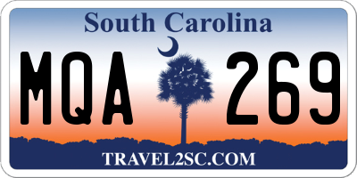 SC license plate MQA269