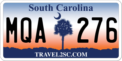 SC license plate MQA276