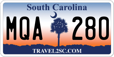SC license plate MQA280