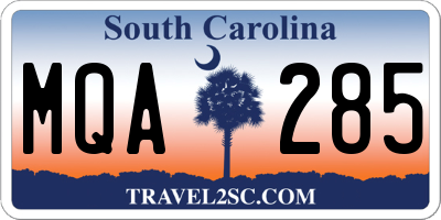 SC license plate MQA285