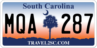 SC license plate MQA287