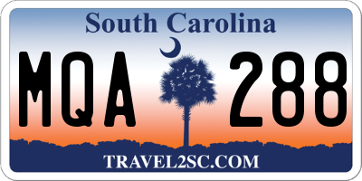 SC license plate MQA288