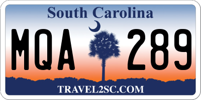 SC license plate MQA289