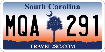 SC license plate MQA291