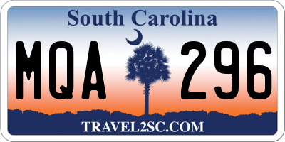 SC license plate MQA296
