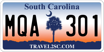 SC license plate MQA301