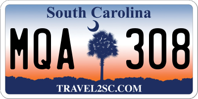 SC license plate MQA308