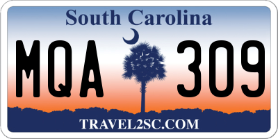 SC license plate MQA309