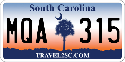 SC license plate MQA315